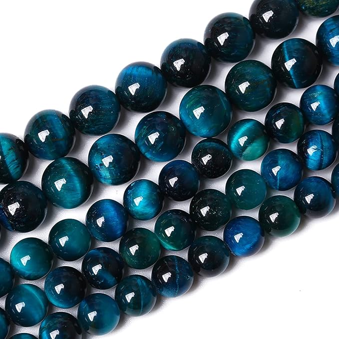 Blue Tiger Eye Gemstone Loose Beads Natural Round Loose Stone Beads for Jewelry Making DIY Bracelet Necklace Earrings 6mm 61-63pcs 1 Strand 15" (Blue Tiger Eye, 6mm)