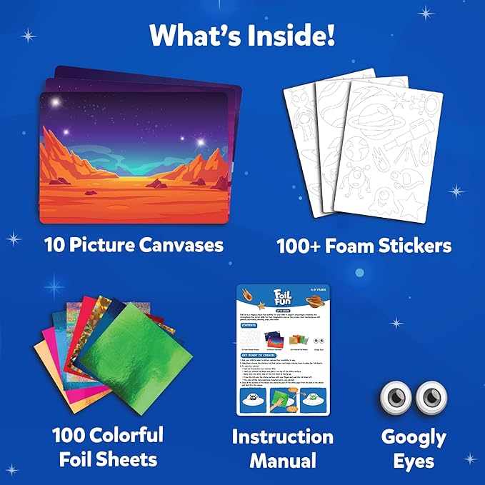 skillmatics foil fun - space, no mess art for kids, craft kits & supplies, diy creative activity, travel toys, gifts for boys & girls ages 4, 5, 6, 7, 8, 9