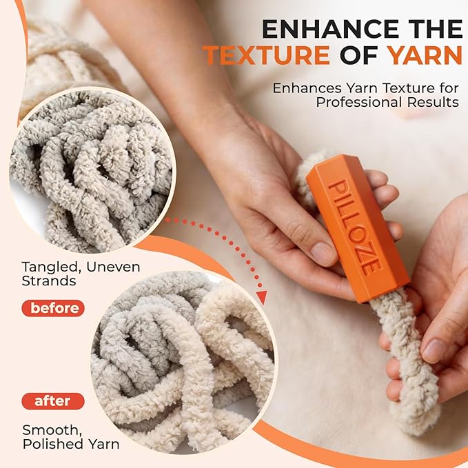 Chunky Yarn Fluffer - Yarn Fluffing Tool for Crochet & Knitting Projects, Compact Portable Yarn Texture Enhancer for DIY Craft Enthusiasts, Orange