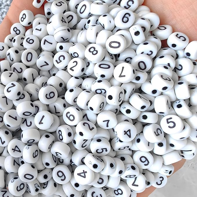 Black Alphabet Beads A-Z 1350+Pcs Letter Bead, Acrylic 4x7mm Round Digit Letter Beads Kits,Bracelets Necklaces DIY Jewelry Making Kits (Black,1350+PCS)