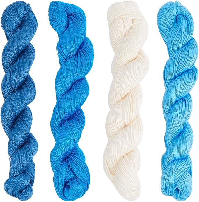 FREEBLOSS 4 Pcs Sashiko Thread Skein 100 Meters*4 Colors Cotton Embroidery Thread Japanese Quilting & Sashiko Kit Supplies