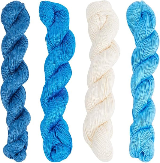FREEBLOSS 4 Pcs Sashiko Thread Skein 100 Meters*4 Colors Cotton Embroidery Thread Japanese Quilting & Sashiko Kit Supplies
