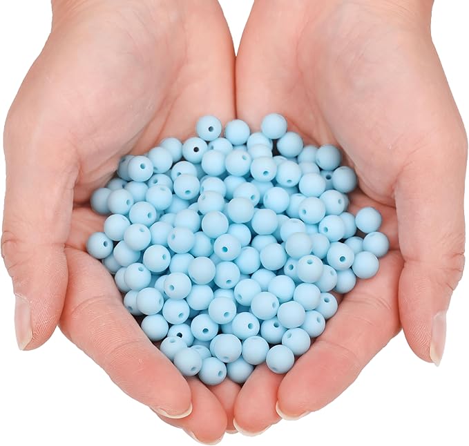 bonny boxx 60pcs 16mm matte light blue acrylic round beads, frosted plastic resin bubblegum balls chunky gumball beads for necklace and bracelet making, crafting supplies