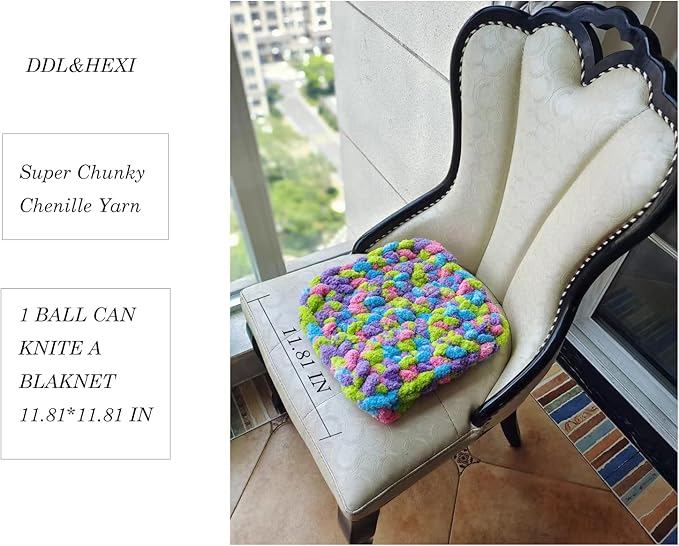 DDL&HEXI 2 Park Super Chenille Chunky Yarn,Blanket Making Kit,Jumbo Knitting Yarn 2x8oz 226g per Bag (206)