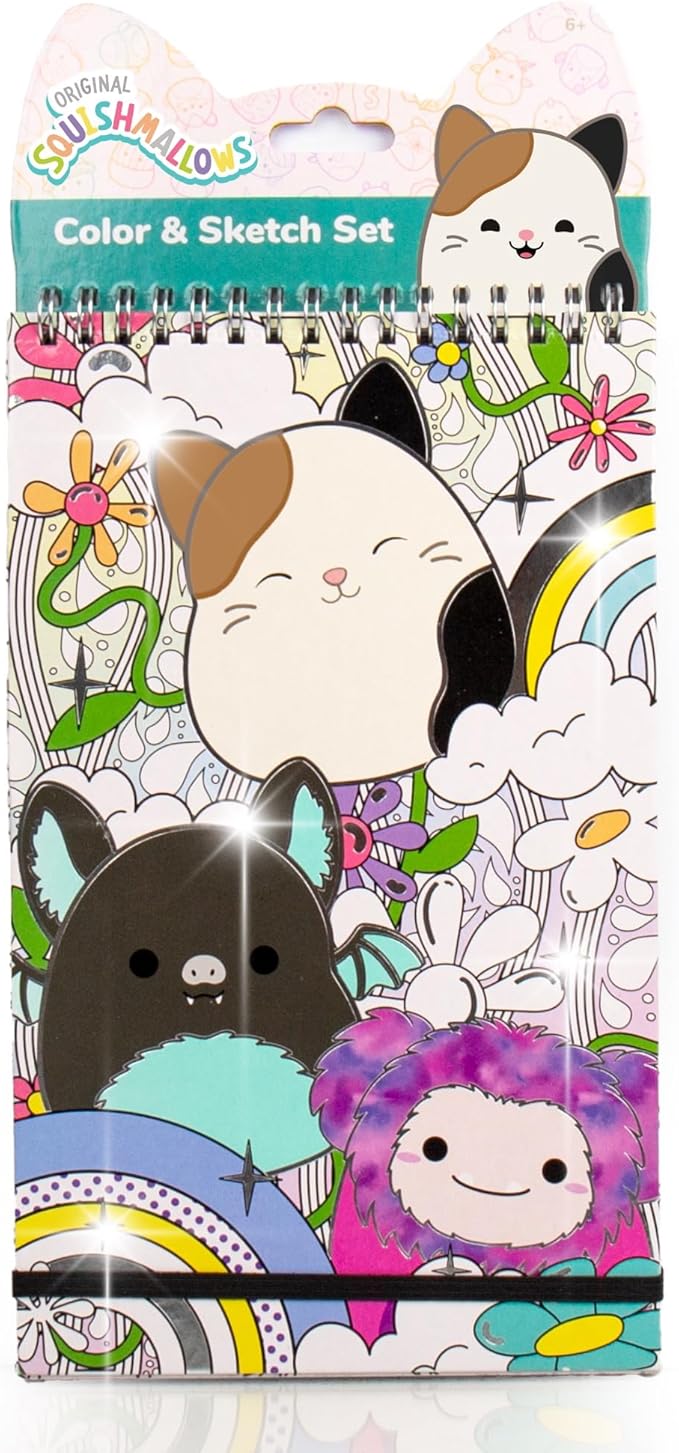 Original Squishmallows Color & Sketch Set, 15-Page Sketchbook, Color & Sketch Book, Sketch Pad, Drawing Pad for Kids, Coloring Books for Kids, Cute Coloring Books, Small Sketchbook, Coloring Book