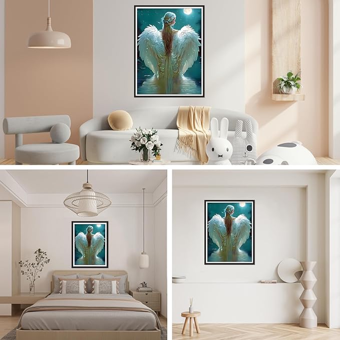 SENQAO Angel Diamond Painting Kits for Adults - Angel 5D Diamond Dots Paintings for Beginners Round Full Drill Gem Art Painting Kits DIY Crafts Home Wall Decor 12x16inch