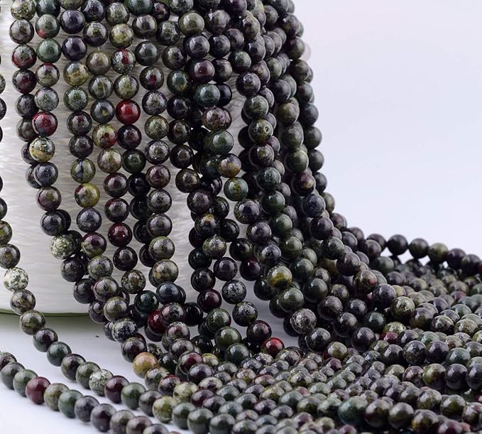 Natural Stone Beads 100pcs 6mm Dragon Blood Stone Round Genuine Stone Beading Loose Gemstone Hole Size 1mm DIY Smooth Beads for Bracelet Necklace Earrings Jewelry Making (Dragon Blood Stone Red,6mm)