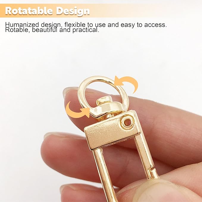 20 Pack Gold & Silver Metal Lobster Claw Clasps, 360° Swivel Lanyard Snap Hooks Lobster Clasp for Keychains and Jewelry Making, Key Chain Hooks for Purse Bag Connector Key Rings Accessories (Gold)