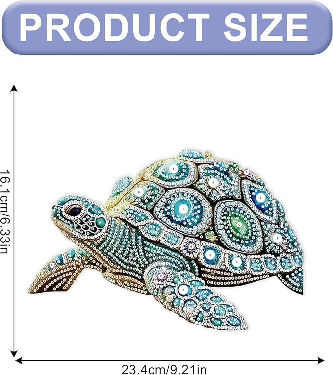DIY Diamond Painting Sea Turtle Hanging Ornament Kit – 5D Crystal Turtle Wall Art Craft with Chain – Ocean Animal Rhinestone Suncatcher Decoration for Home Window Door Balcony Gift Idea