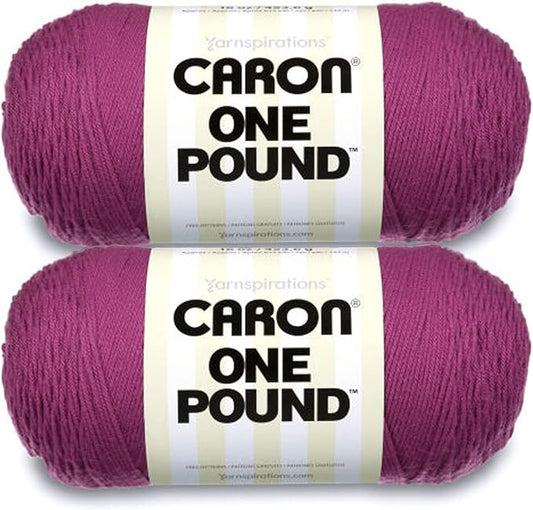 Caron One Pound Purple Yarn - 2 Pack of 454g/16oz - Acrylic - 4 Medium (Worsted) - 812 Yards - Knitting/Crochet