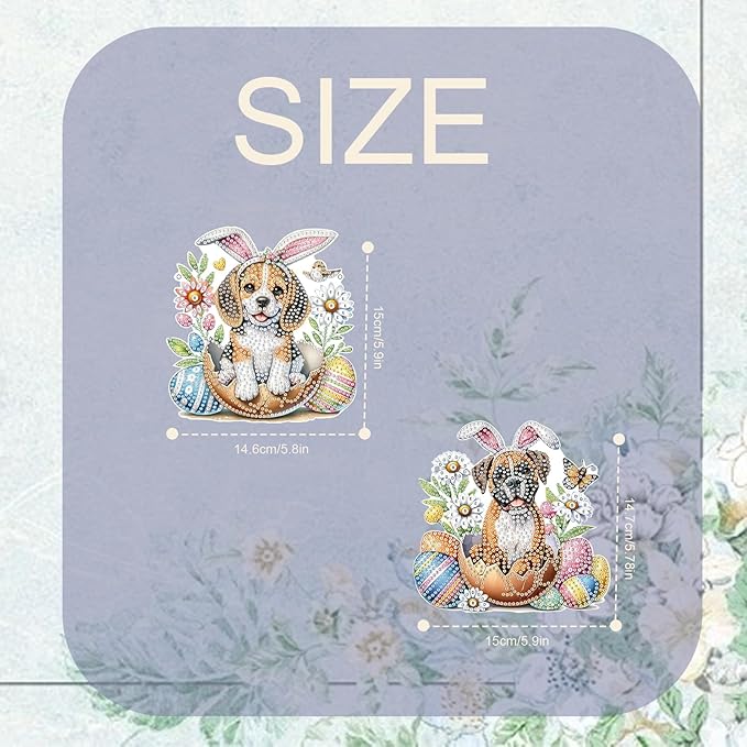 TDFERAN Puppy Dog Diamond Art Painting Hanging Pendant 2 Kit Animal Diamant Acrylic Cute Puppy Ornaments Diamond Pendant for Adult Home Entrance Window Decor Gemstone Handmade Crystal Puzzle
