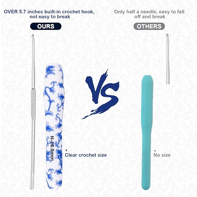 BCMRUN 10 mm(N) Large Crochet Hook, Ergonomic Grip Soft Handles Crochet Hook for Arthritic Hands, Extra Long  Knitting Needles for Beginners and Crocheting Yarn (10.0mm-N)