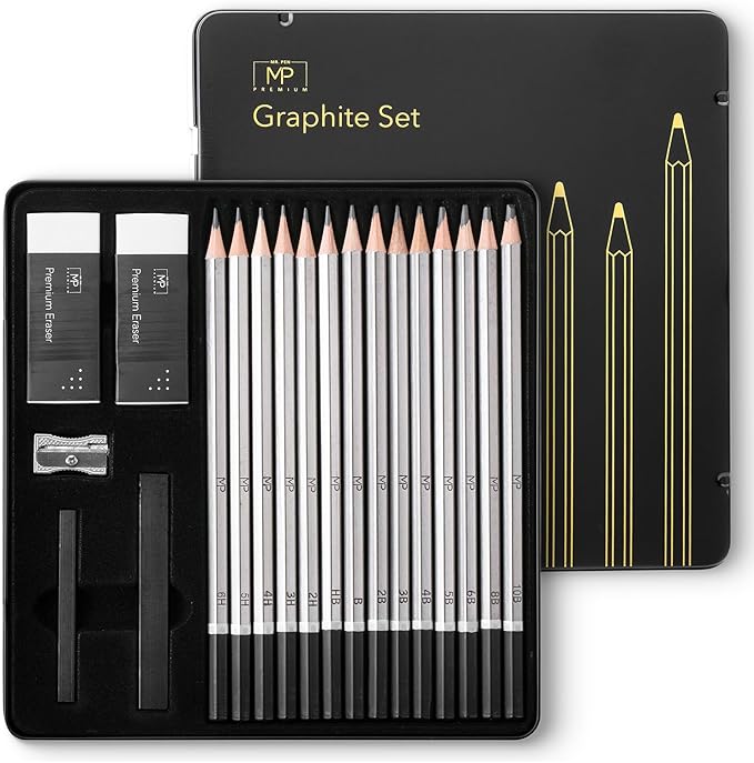 Mr. Pen- Sketch Pencils for Drawing, 19 Pcs, With Graphite Sticks, Erasers and Sharpener, Art Pencils for Sketching