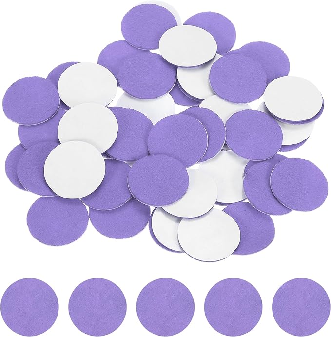 uxcell 100 Pcs Adhesive Felt Circles, 1" Round Non-Woven Felt Pads Stickers Dots Pre Cut for DIY Crafts Sewing Handcraft Costume Holiday Decoration, Light Purple