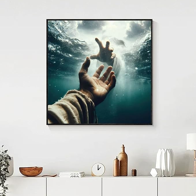 Yezavesu Diamond Art Kits for Adults, Jesus 5D Diamond Painting Kit for Beginners, Inspiring Faith DIY Round Full Drill Painting with Gem Art Kits for Home Wall Decor 14 x 14 Inch