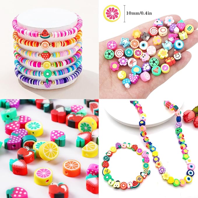 BBita 2480pcs Mouse Head Polymer Clay Beads Charms for Bracelets Making Kit Cute Fun Charms Beads Friendship Bracelet Making DIY Arts Crafts Birthday Gifts Toys for Kids Girls