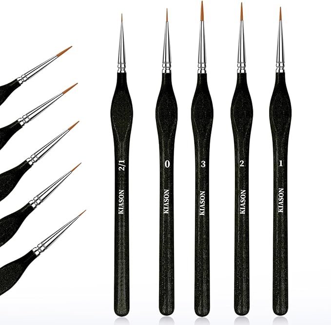 5PC Miniature Paint Brush for Fine Detailing, Detail Paint Brushes, Small Painting Brushes for Art, Crafts, Acrylic, Watercolor, Model, Face, Paint by Number, Figurine(Black)