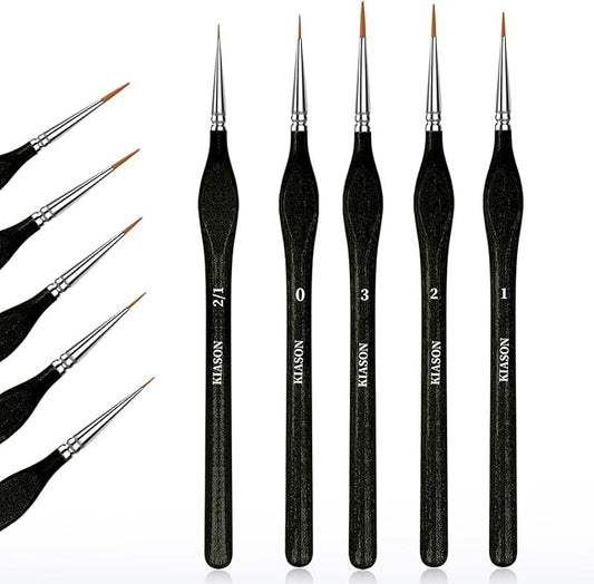 5PC Miniature Paint Brush for Fine Detailing, Detail Paint Brushes, Small Painting Brushes for Art, Crafts, Acrylic, Watercolor, Model, Face, Paint by Number, Figurine(Black)