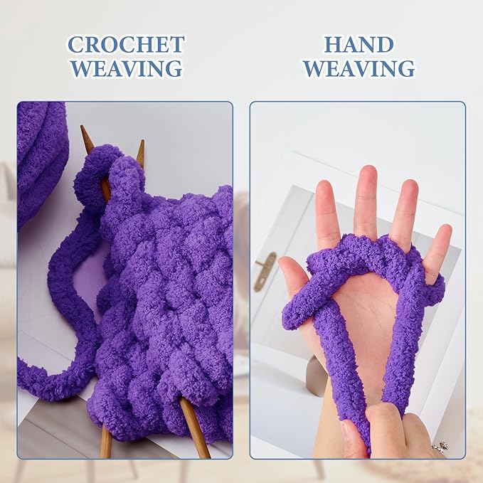 Chunky Yarn for Hand Knitting, Jumbo Chunky Yarn for Crocheting, Chunky Chenille Yarn, 1 Pack (32 yds 8.5 oz Each Skein),#7, Violet