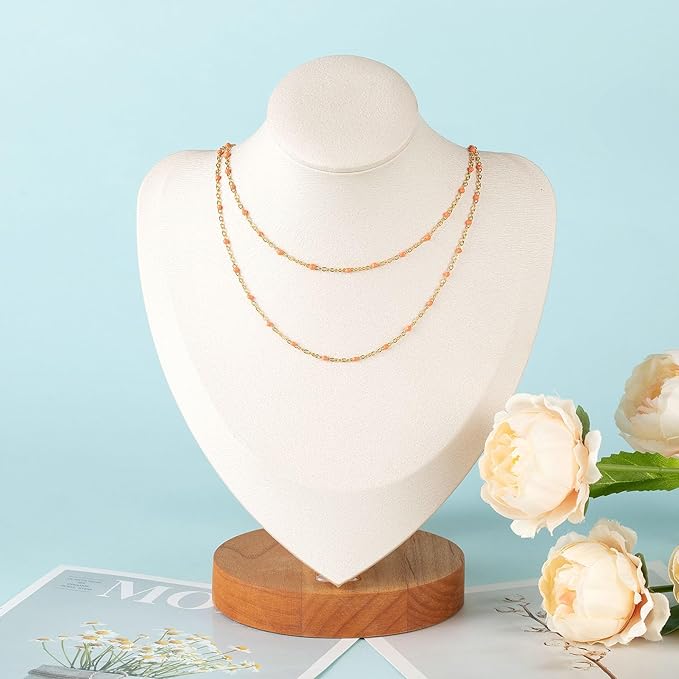 UMAOKANG 33 Feet Gold Plated Jewelry Making Chain Stainless Steel Cable Link Chains Bulk Orange Enamel Bead Decorative Craft Chain Roll