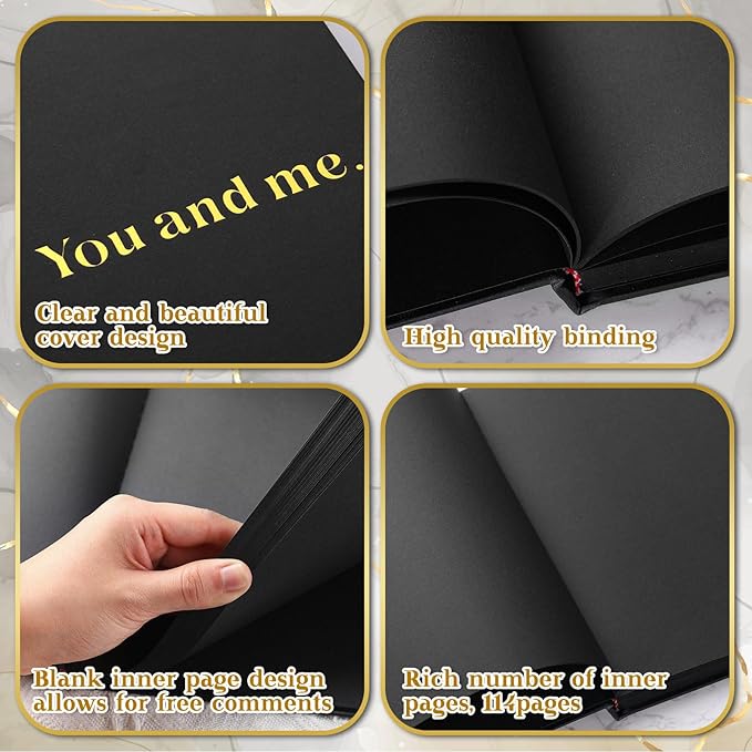 Colarr Hardcover Couples Scrapbook 144 Pages 8.7 x 8.7" Valentine Couples Photo Album Scrapbook Journal for 1 Year Wedding Memory Anniversary Photo Book Gift with 2 Markers