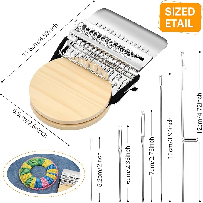 PatchMaker 2.0 Kit, Xincarimo Mini Portable Patch Darning Looms Kit, Patchwork Weaving Tool Set for Quickly Sewing Repair, Loom Knitting Kit for Beginners (14 Hooks)