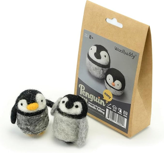 Woolbuddy Needle Felting Kit for Beginners Adults, Penguin Sea Animal Project, Includes Supplies, Two Needles, and Clear Instructions for Creative Crafts