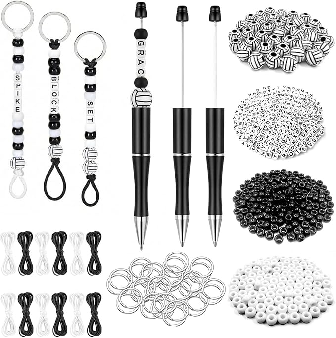 567 Pcs Volleyball Beads Keychain Making Kit, DIY Durable Acrylic Beads, Gifts for Team, Players, Coaches, Fans, for Outdoor Play, Practices, Tournaments, Party Favors & Backpack Accessories