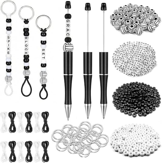 567 Pcs Volleyball Beads Keychain Making Kit, DIY Durable Acrylic Beads, Gifts for Team, Players, Coaches, Fans, for Outdoor Play, Practices, Tournaments, Party Favors & Backpack Accessories