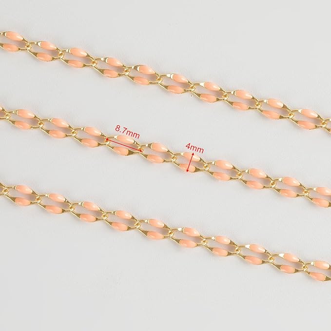 Gold Plated Chain for Jewelry Making Orange Oil Drip Cable Necklace Chains Women Bracelet DIY Jewelry Making Accessories
