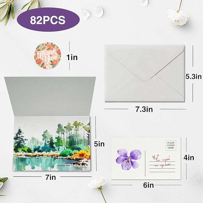 30 Pack Blank Foldable Watercolor Cards with Envelopes 5"x7", 10 Sheets Watercolor Postcards, 140lb/300gsm Heavyweight 100% Cotton Cards for Painting, Greeting, Birthday Valentine