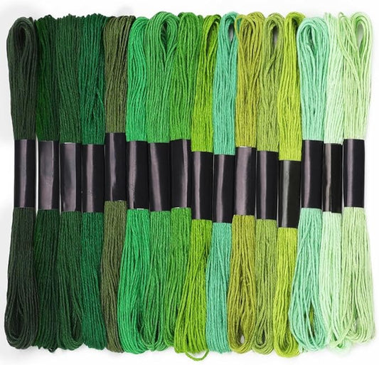 Embroidery Floss 16 Skeins 8.7 Yard Green Friendship Bracelet String Cross Stitch Threads for Jewelry Making Bracelet Stitching Thread Floss Bracelets Making Yarn