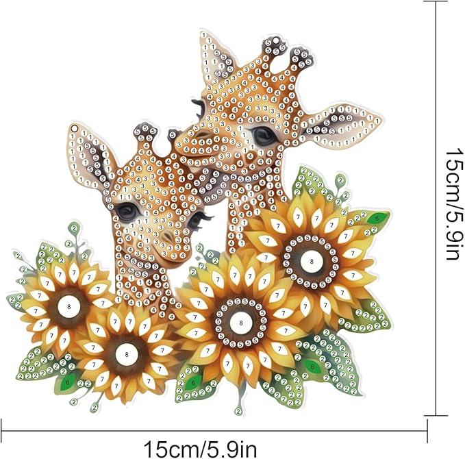 AiYuanzsh Sunflower Giraffe 5D DIY Diamond Art Painting Hanging Kits Creative Design Special Shaped Crystal Pendant Kits Home Decoration Ornament