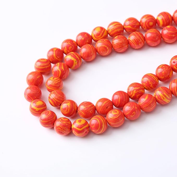 Red and Yellow Peacock Turquoise Stone Beads for Jewelry Making DIY Beads for Bracelets Necklaces 8mm 45pcs