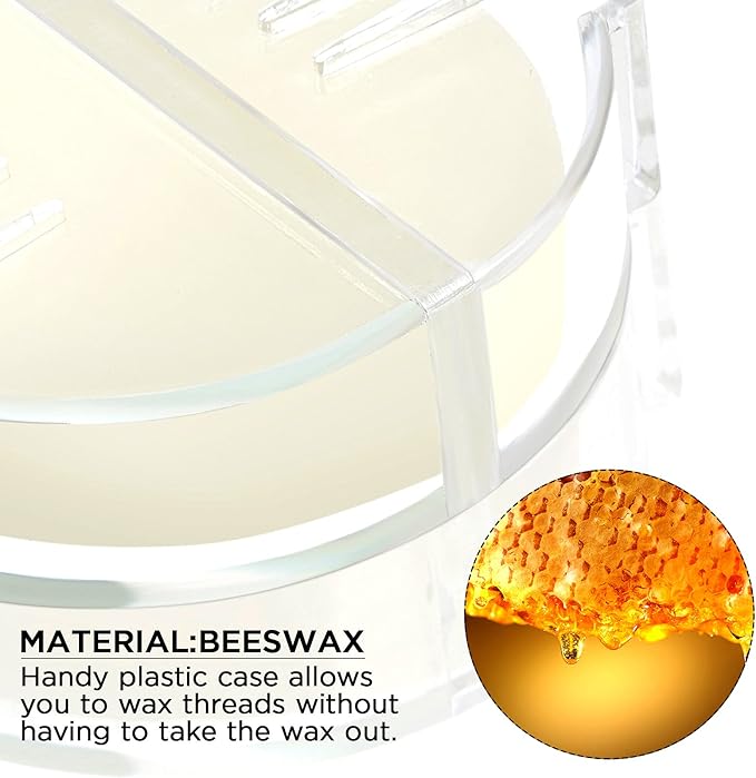 Maitys 1 Pcs Thread Wax Thread Conditioner Beeswax for Hand Sewing Embroidery Beeswax Floss Conditioner for Quilting Sewing Strengthening Line Embroidery Wax (White,Clear Case)