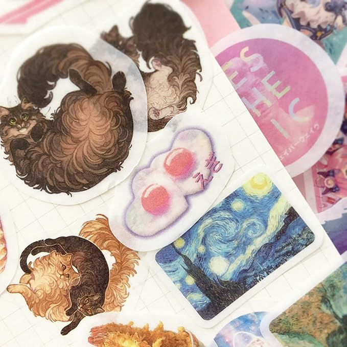 Doraking 200PCS Middle Size Art Theme Scrapbook Washi Stickers for Scrapbooking Diary Decoration, Arts Famous Painting Stickers, Van Gogh Works Sticker (Impressionist Arts)