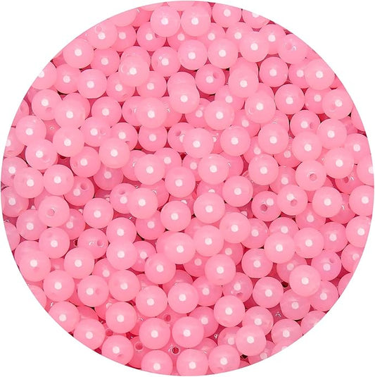 bonny boxx 500pcs 8mm jelly light pink acrylic round beads, smooth transparent acrylic balls, plastic resin gumball bubblegum chunky beads for necklace & bracelet making, crafting supplies