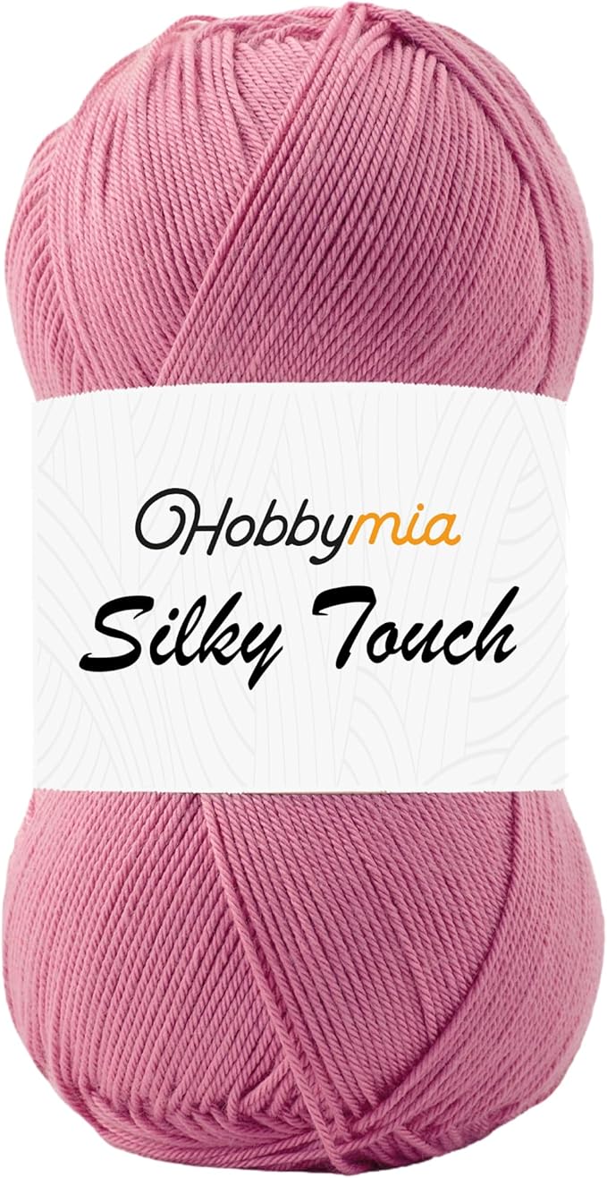 Silky Touch Acrylic Yarn - Soft Sport Weight Yarn for Crochet & Knitting - 100g / 383yds - 100% Microfiber Acrylic - Lightweight Fine Smooth Yarn(Pink - Dark Pink, 1 Skein)