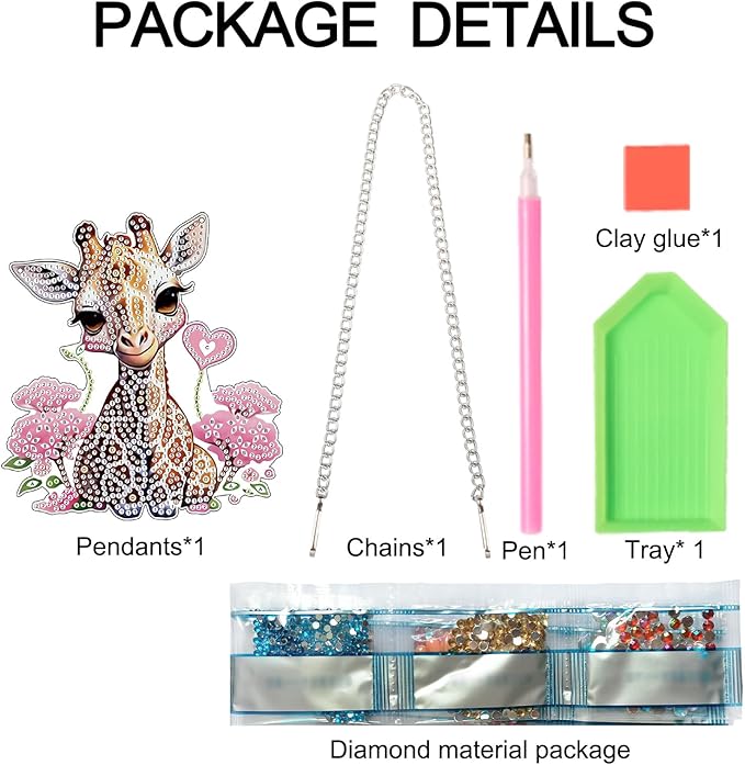 Giraffe Diamond Painting Hanging Pendant Kit for Adults, DIY Acrylic Special Shaped Rhinestone Diamond Art Sun Catcher, Window Wall Door Decor for Home or Garden, Valentine’s Day Birthday Gift