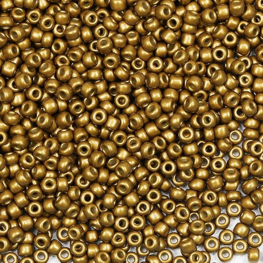 Bala&Fillic Size 3mm Seed Beads Matte Golden Color About 3600pcs /100grams in Bag 8/0 Glass Craft Seed Beads for Making Bracelet and Necklace (Matte Golden)