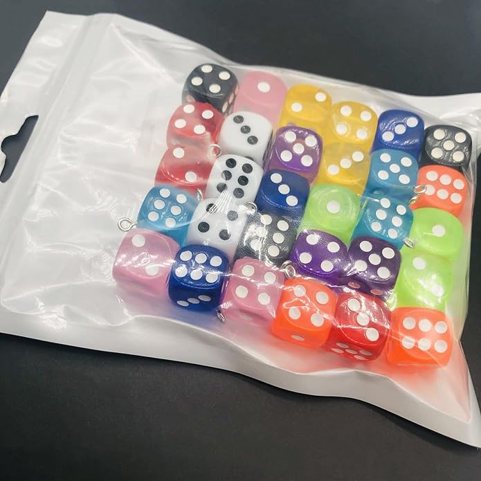 Resin Ice Cream Flower Dice Pendant Charms Colorful DIY Pendant Making Charm for Bracelet Necklace Earrings Keychain Craft