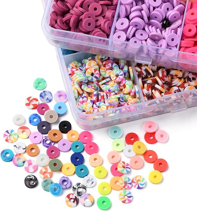 Echoed Elegance Clay Beads 2 Boxes Bracelet Making Kit, 8042 pcs Beads for Jewelry Making, Round Letter Beads with Charm and Elastic Strings, Friendship Bracelets Holiday Gifts for Girls Adults
