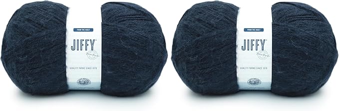 Lion Brand Yarn Jiffy Bonus Bundle, Acrylic Yarn for Crochet, Deep Indigo, 2 Pack