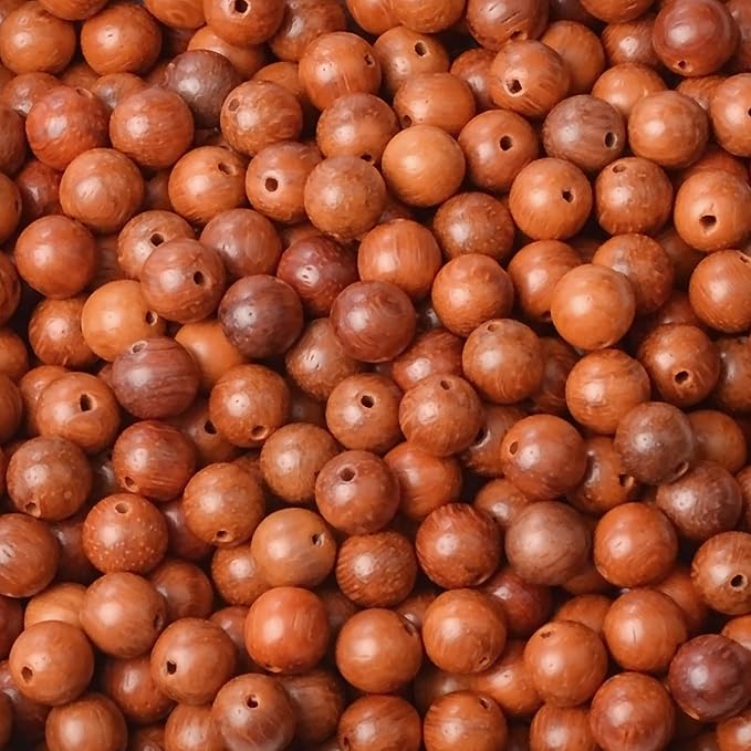 8mm Massive Beads Natural Wooden Round Loose Beads Jewelry Making with Thread 200 PCS(Padouk, 8mm)