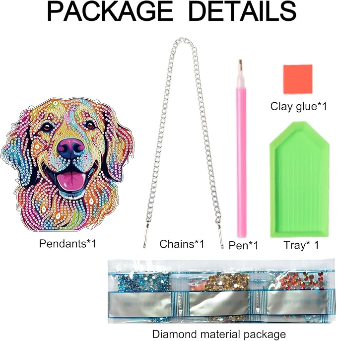 AiYuanzsh Diamond Art Painting Ornament 5D DIY Diamond Art Animal Dog Creative Design Handmade Acrylic Pendant Mosaic Making Kits by Number Kits Home Decoration Pendant
