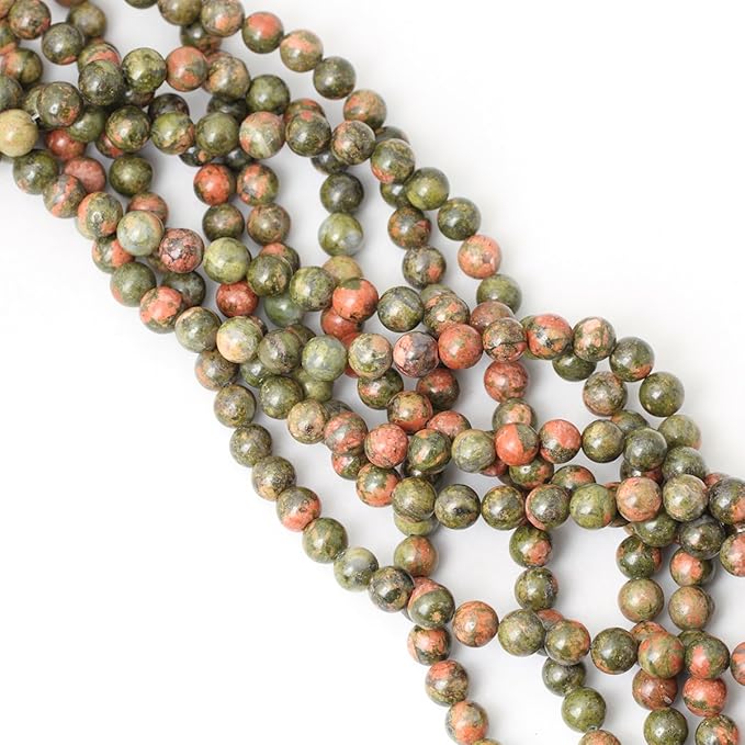 cheavian 45pcs 8mm natural unakite gemstone round loose beads for jewelry making diy handmade 1 strand 15"
