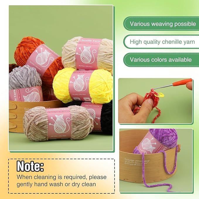 LUNARM Chenille Velvet Yarn, Yarn for Crocheting Knitting with Big Eye Needles, Handcrafts Weaving Soft Chenille Yarn for Making Blankets Clothes Pattern Knitting-3 * 3.35oz,3 * 162yds(Bright Red)