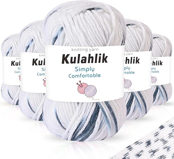 250g(5x50g) Acrylic Yarn for Crochet/Knitting, Colorful Gradient Yarn Thread, 5 Rolls Skeins, Perfect for Any Knitting Crochet and Crafts Mini Project