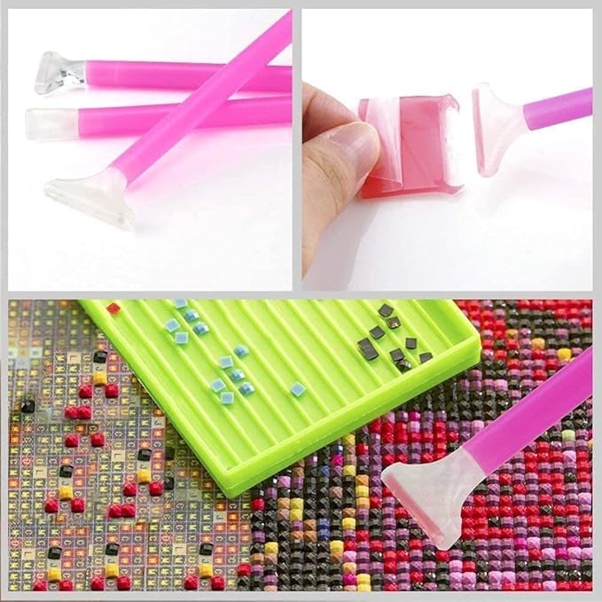 YEESAM ART 24 Pieces Rhinestone Painting Tools Kit, Luxury 5D DIY Rhinestone Art Tools Accessories Set Including Sticky Pens Tweezers Glue Plastic Tray and Rhinestone Box