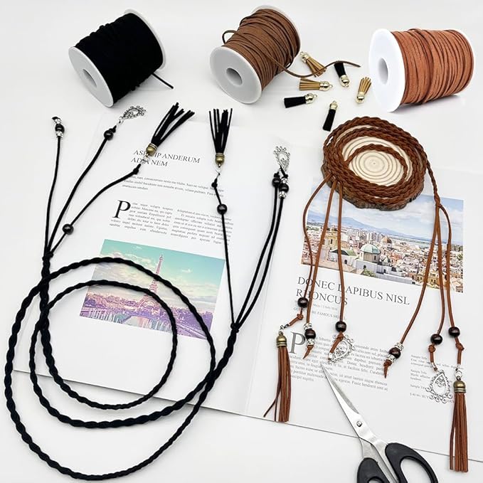 leather string, faux leather cord, flat suede leather lace for necklaces, bracelets, jewelry making, tassels, dream catchers and art crafts
